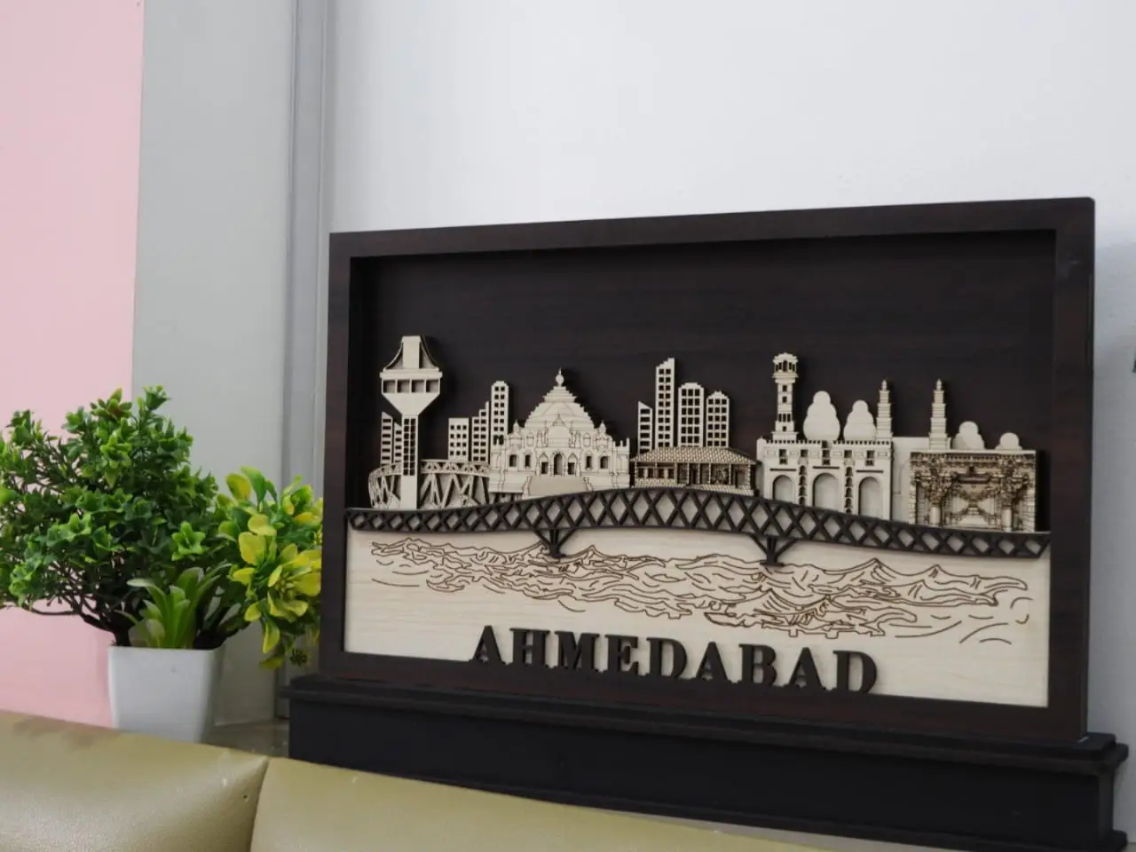 Ahmedabad Skyline MDF Wall Frame | City Landmark Laser Cut Art - Image 3