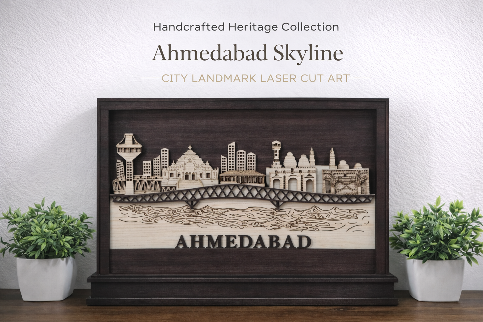 Ahmedabad Skyline MDF Wall Frame | City Landmark Laser Cut Art