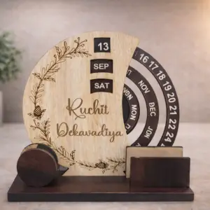 Personalized MDF Perpetual Desk Calendar with Name | Custom MDF Tabletop Gift