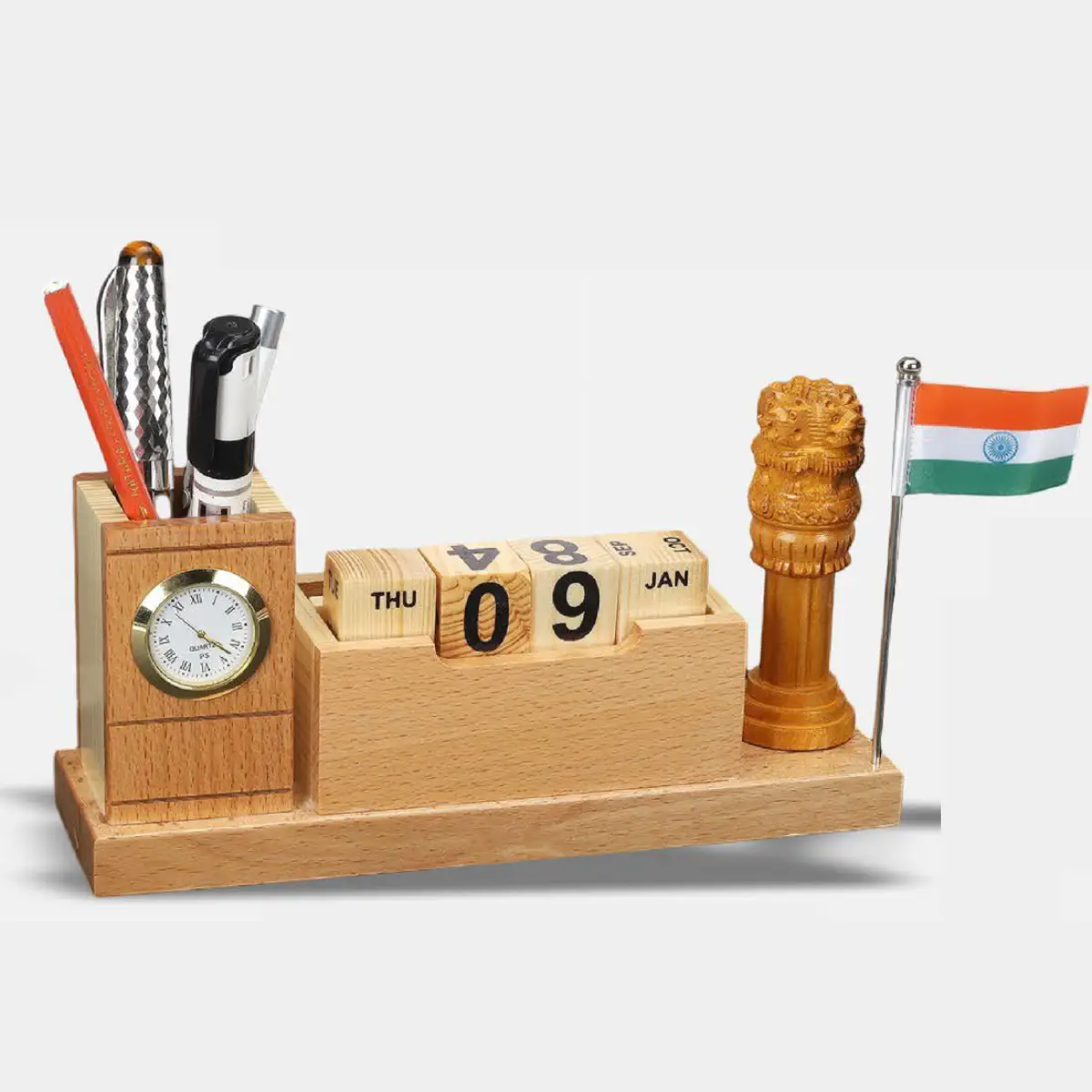 MDF Pen stant with clock and Ashokstambh with calendar