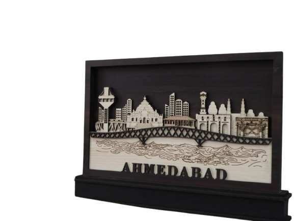 Ahmedabad Skyline MDF Wall Frame | City Landmark Laser Cut Art - Image 2
