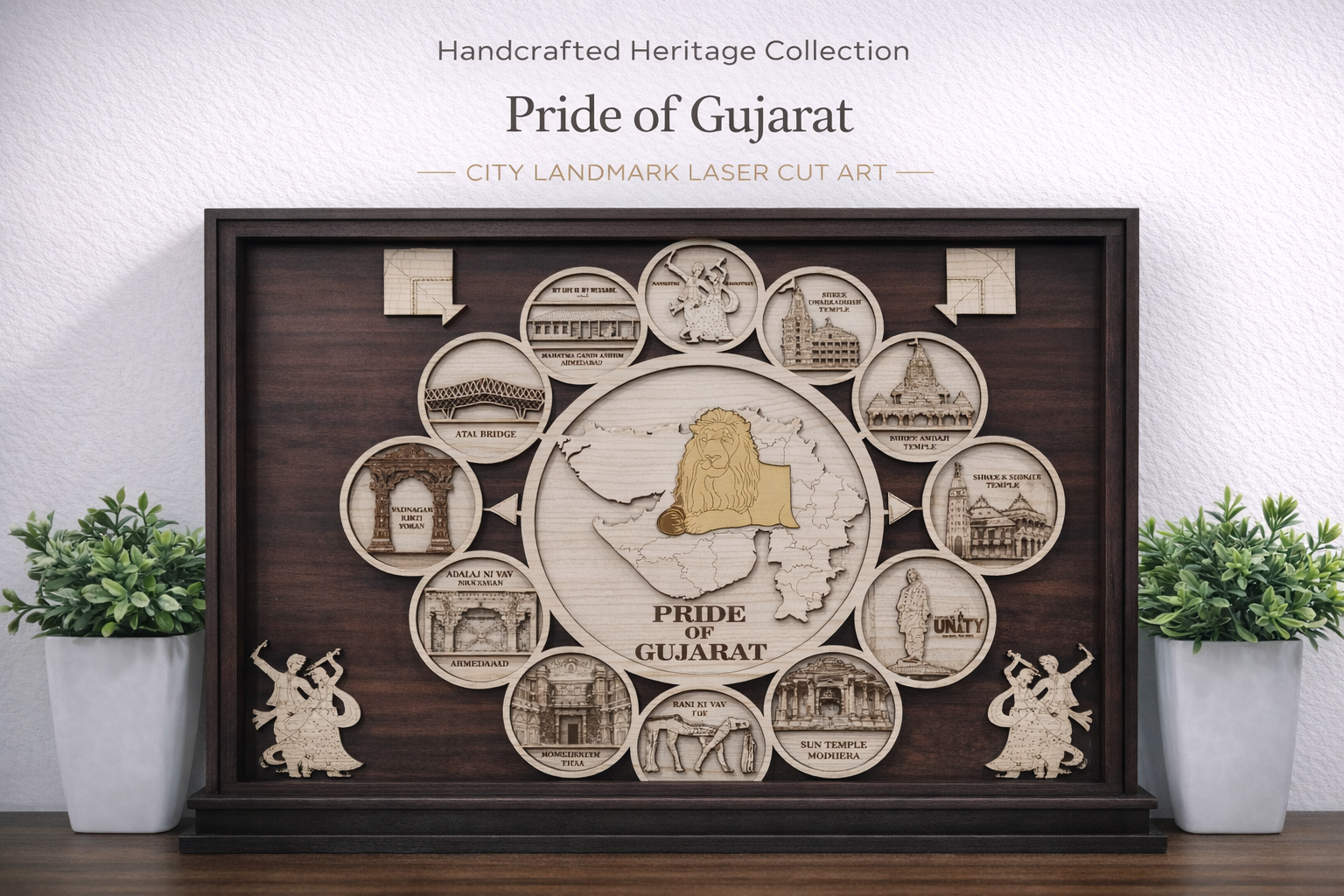 Laser Cut MDF Pride of Gujarat Heritage Frame