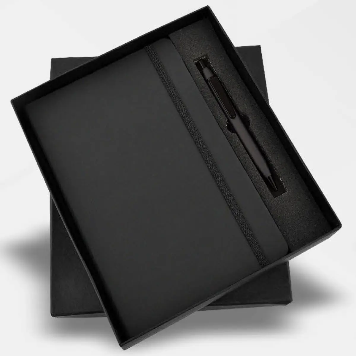Black Elastic A5 Diary & Metal Pen Set